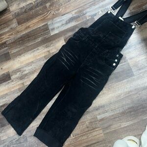 Corduroy, distressed, black overalls, size large